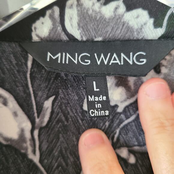 Ming Wang Satin Floral Cardigan SZ Large Jacket Mesh Knit Art Old Money Luxury - Picture 4 of 13